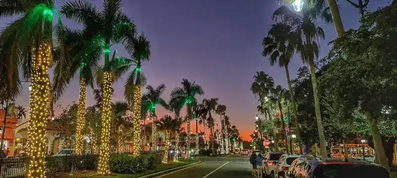 Sunset over historic downtown Venice